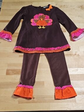 3 for $20 🍂 Girls 5 Thanksgiving Set Turkey Tunic & Corduroy Ruffle Pants
